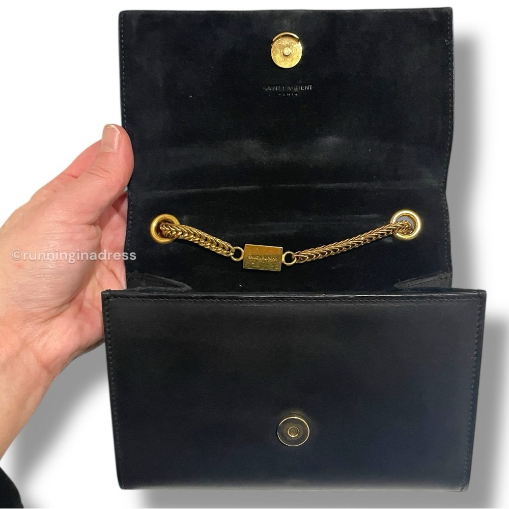 Saint Laurent Kate Tassel Logo Chain Bag In Black Leather With Gold Hardware - Picture 4 of 16